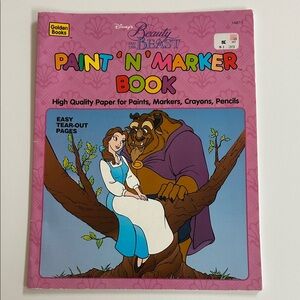 NWT/VINTAGE Disney Beauty and the Beast Paint 'N' Marker Book - Pink and Blue